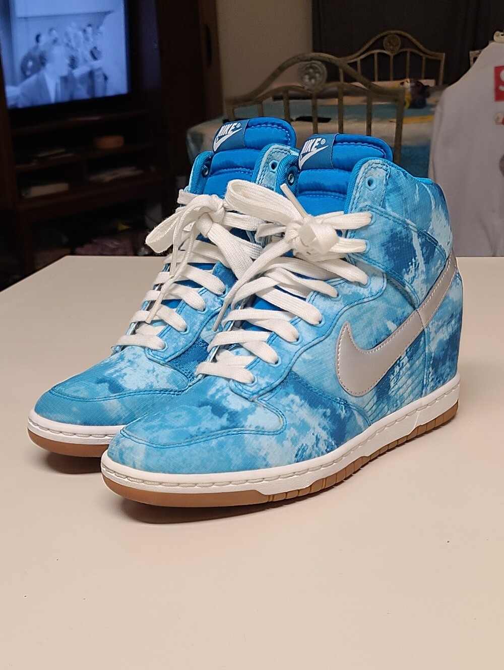 Nike Dunk Sky Hi Clearwater print casual wedge skateboard sneakers size 8